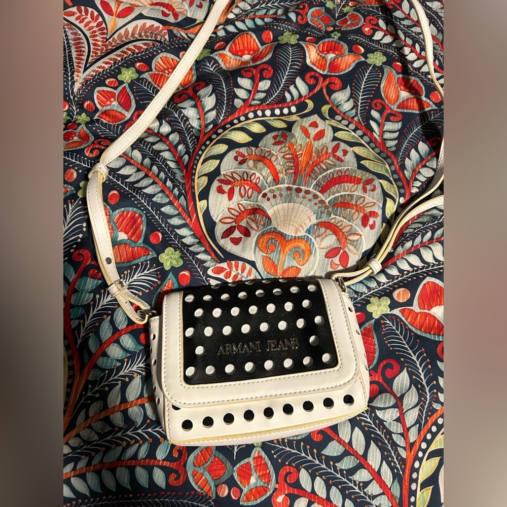 Armani Jeans Black and White Women's Mini Bag